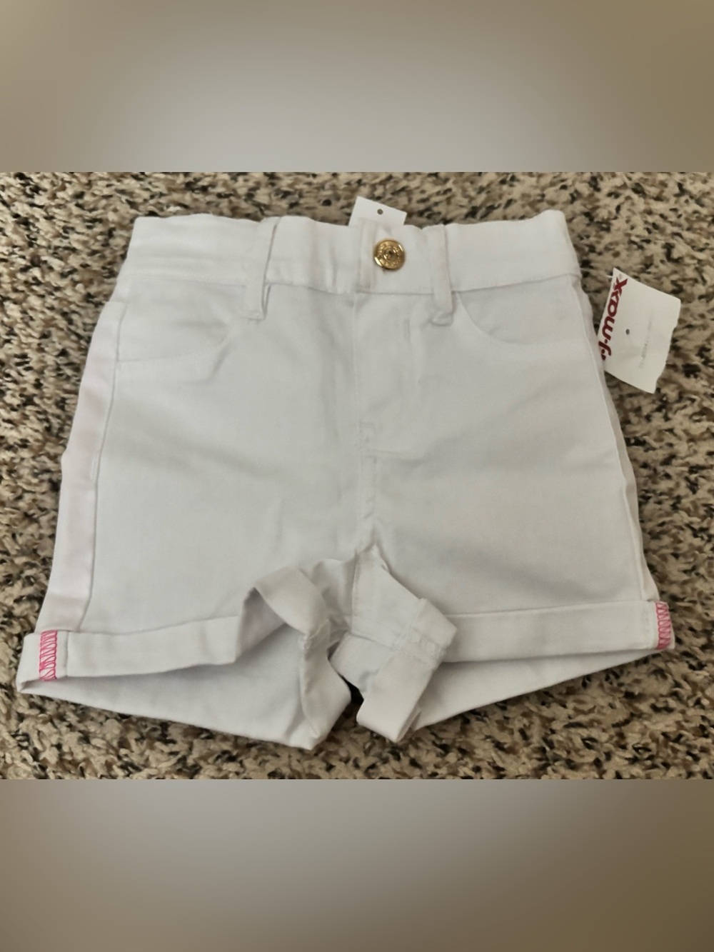 kate spade toddler girls White High-Waist Cotton Blend Shorts with Gold Button